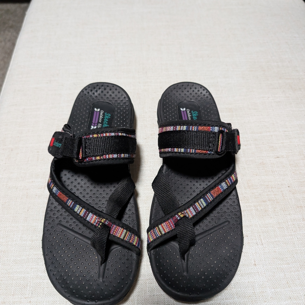 Black Sandals with Multicolor Straps - Picture 2 of 5